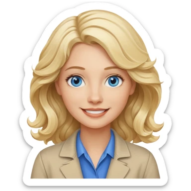 Blonde avec yeux bleus qui est architecte , cheveux ondulés , Sans lunettes  sticker