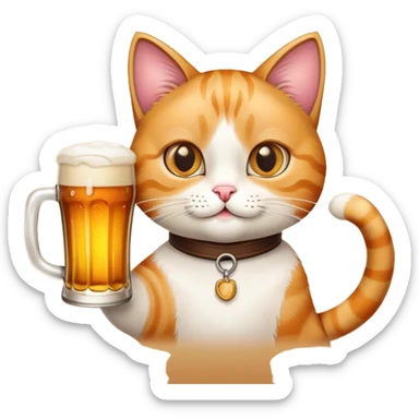 A Cat with a way to big Glass beer sticker
