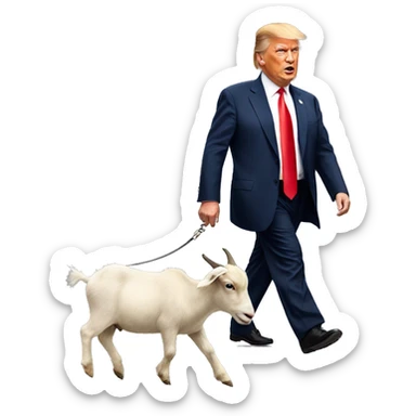 Trump walking a goat on leash  sticker