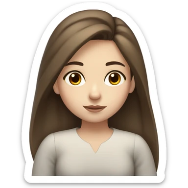 girl with brown hair and brown eyes pale skin long lashes studying  sticker