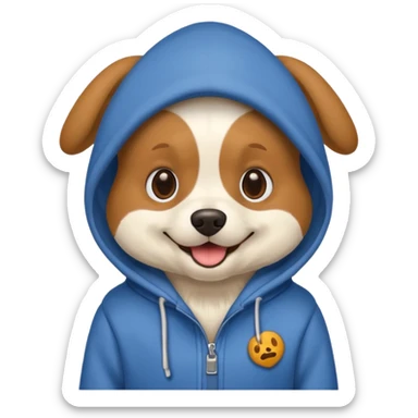 Dog wearing hoodie sticker