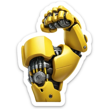 Yellow mechanical cyborg bicep that’s flexing sticker