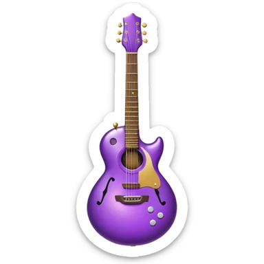 a purple Christmas ornament with a guitar sticker