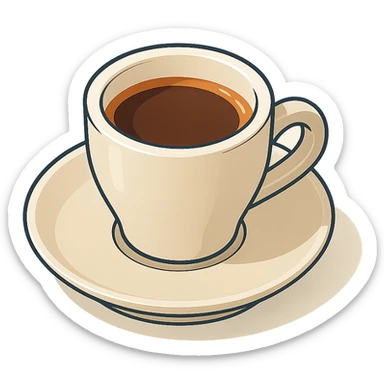 coffee in a small espresso cup, isometric view, 2D isometric style, detailed drawing, detailed shadows and highlights, clean contours, soft lighting, transparent background sticker