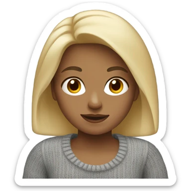 Girl with blonde hair gray sweater  sticker