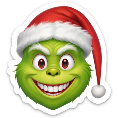 The Grinch with a Santa hat emoji sticker