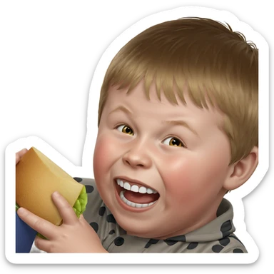 happy boy with food sticker
