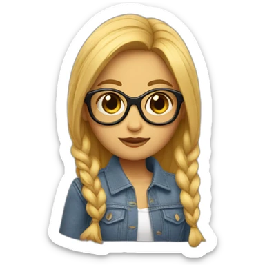 Una muñeca con gafas y pelo largo sticker