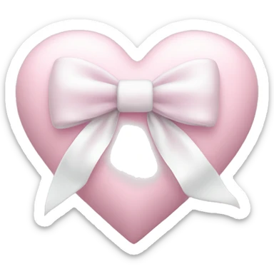Pastel pink heart with white bow sticker
