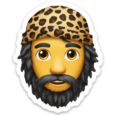 caveman emoji head only with leopard print bandana sticker