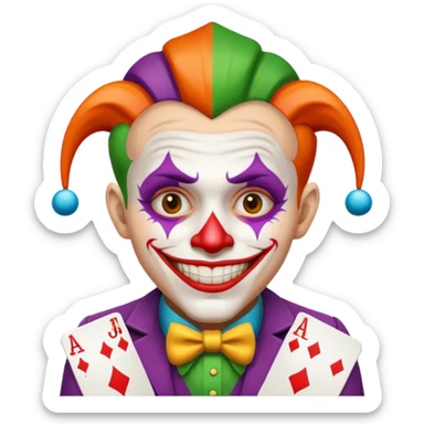 crazy colorful human jolly joker from poker sticker