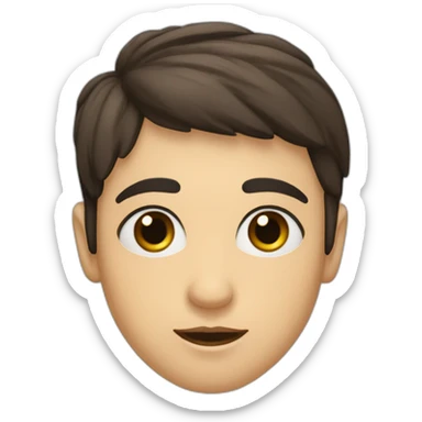 narrowed almond-shaped hazel eye with thick black eyelashes  with dark brown eyebrow arched downward sticker