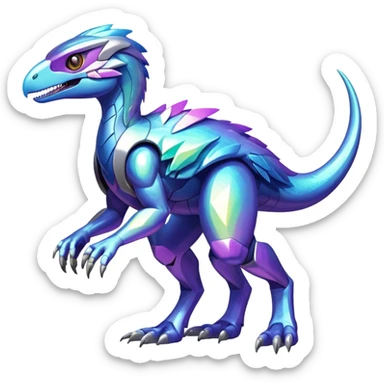 Shiny Futuristic Celestial Iridescent Fakemon-Pokemon-Digimon-Spectrobes-Raptor-fusion, full body sticker