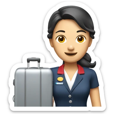 asian FLIGHT ATTENDANT WITH A LUGGAGE sticker