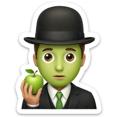 Magritte “the son of man” with green apple instead of head sticker