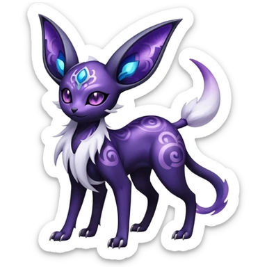 Shiny Exotic Badass Mysterious Gothic Espeon-Absol-Pokémon-Fakémon-hybrid-creature (full body) sticker
