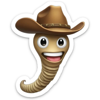 bust of a worm wearing a cowboy hat sticker