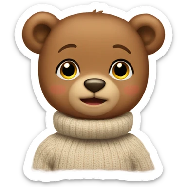 Baby Teddy Bear wearing a turtleneck sweater  sticker