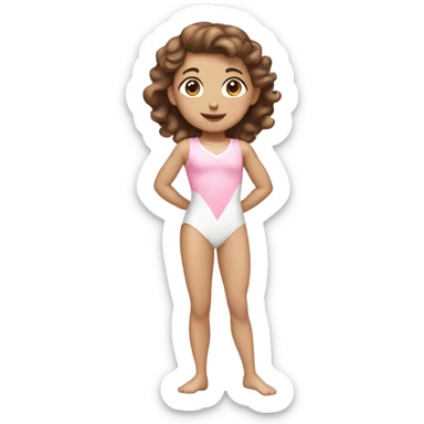 brown hair white gymastic girl with pink leotard sticker