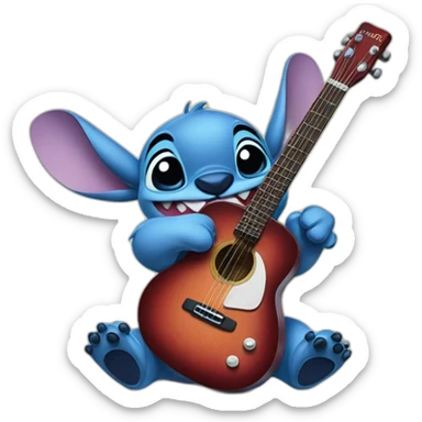 Stitch avec une guitare Disney sticker