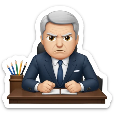 angry boss in his office sticker