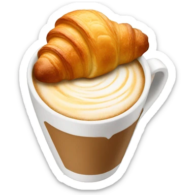 Cup of cappuccino with croissant sticker