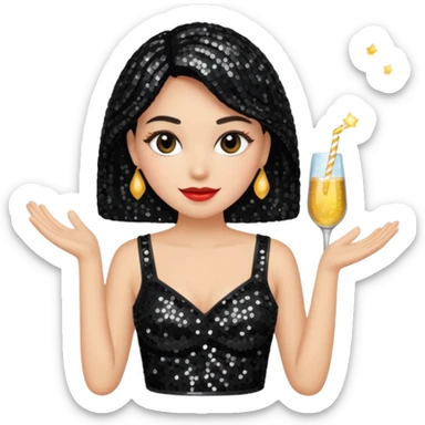 un top de ropa de mujer, para salir de fiesta, que sea negro y con detalles brillantes sticker