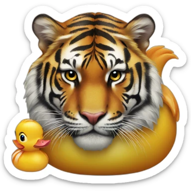 rubber duck combined with a tiger sticker