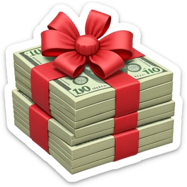 Australian $100 notes stacked together and wrapped in a bow sticker