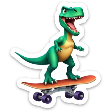 dinosaur riding skateboard  sticker