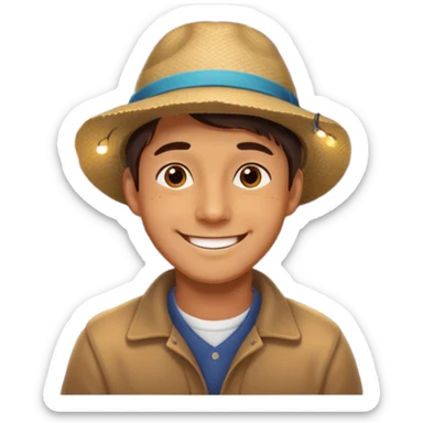 Man posing with lights sticker