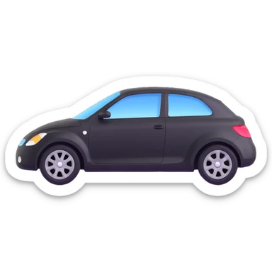 matte black minimalist car icon with a subtle rod or hook tool touching a visible dent, fine silver lines for contrast, simple and clean, focus on the dent repair sticker