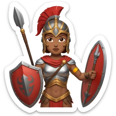 woman spartan warrior holding spear and shield sticker