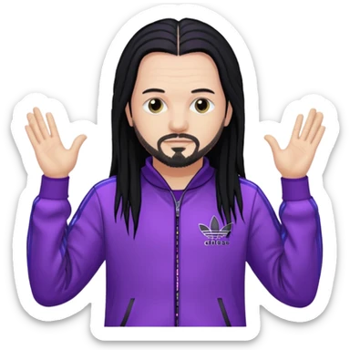 Jonathan Davis long black hair, sequin purple Adidas outfit sticker