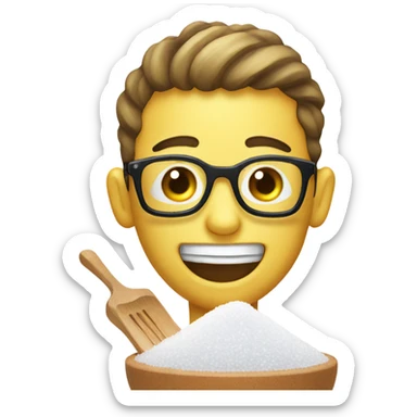 Happy emoji with pile of salt and small spoon  sticker