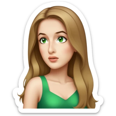 female, wearing a dress, long dark-blonde hair, dark blue eyes sticker