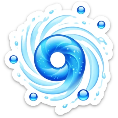 Cool blue air flowing, refreshing breeze with blue particles sticker