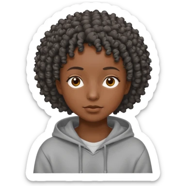 Make a Colombian with black super short curly hair wearing a grey hoodie sticker