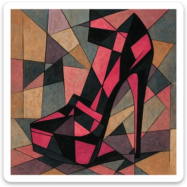 BLACKPINK-inspired gothic shoes, no hearts, fragmented and bold, black and pink sticker