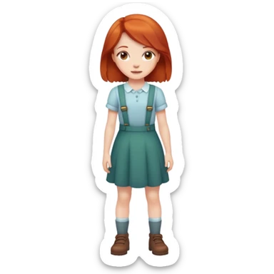 Cute redhead girl full body sticker