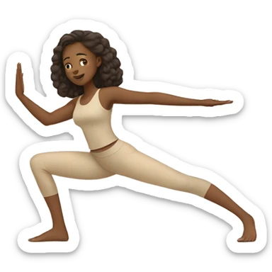 girl in beige clothes doing yoga sticker