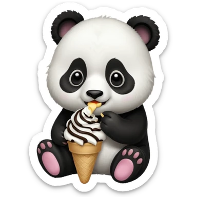 Panda eating ice cream sticker
