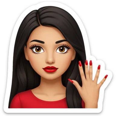 Baddie Latina emoji with fake lashes and nails sticker
