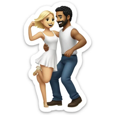 Puerto rican beard short hair with blonde girl dancing sticker