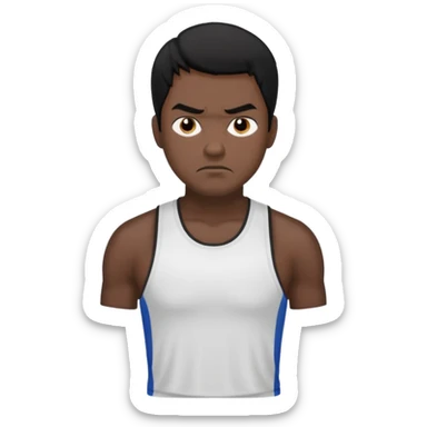 mach mir einen fitness typen der männlichist  mit schwarzen haaren der unglücklich ist sticker