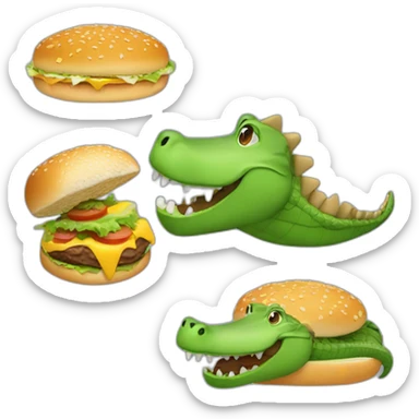 Pop eating a hamburger ans riding a crocodile  sticker