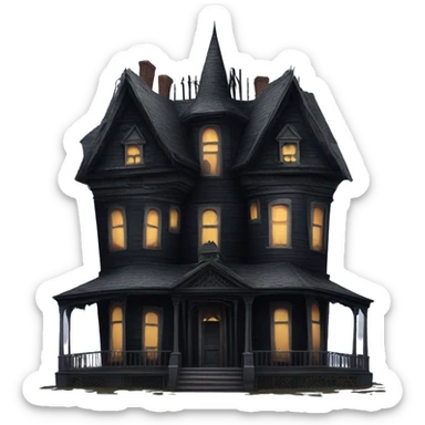 Dark and stormy Haunted Addams house. Dilapidated  sticker