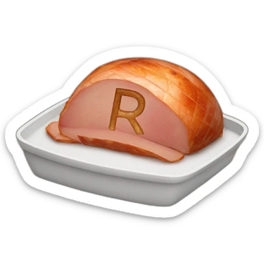 Baked ham with the letter r stamped sticker