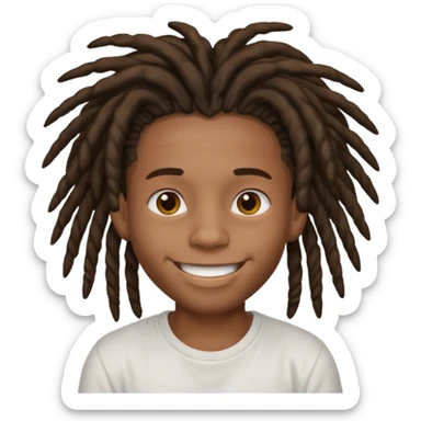 a black boy with a dreadlocks and a white t shirt sticker