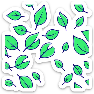 lush green summer leaves floating and spinning in a pleasant summer breeze sticker